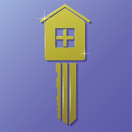 simsearch:400-05361671,k - colorful illustration with house key  on a blue background Stock Photo - Budget Royalty-Free & Subscription, Code: 400-07728090