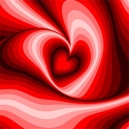 simsearch:400-04715310,k - Design heart whirl rotation illusion background. Abstract stripy distortion backdrop. Vector-art illustration. No gradient Stock Photo - Budget Royalty-Free & Subscription, Code: 400-07728234