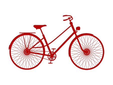 simsearch:400-08681210,k - Silhouette of vintage bicycle in red design on white background Stock Photo - Budget Royalty-Free & Subscription, Code: 400-07728236