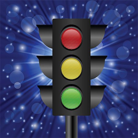 simsearch:400-04233860,k - colorful illustration with  traffic light on a blue star  background Foto de stock - Super Valor sin royalties y Suscripción, Código: 400-07728469