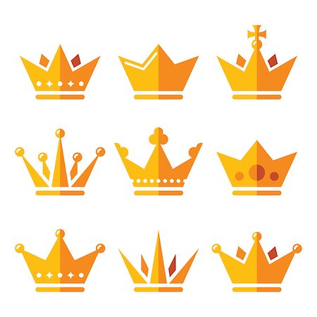 royal family - King, Queen crown vector icons set isolated on white Stock Photo - Budget Royalty-Free & Subscription, Code: 400-07728516