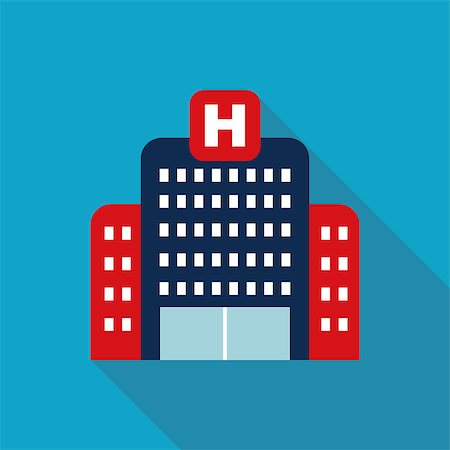 hospital building , Flat style Icon with long shadows Stock Photo - Budget Royalty-Free & Subscription, Code: 400-07728577