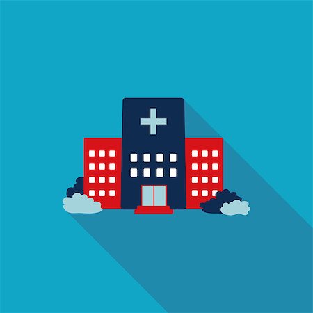 hospital building , Flat style Icon with long shadows Stock Photo - Budget Royalty-Free & Subscription, Code: 400-07728601