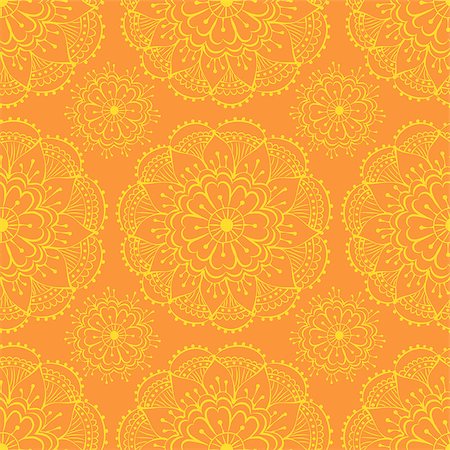 bright orange seamless pattern with traditional indian elements Photographie de stock - Aubaine LD & Abonnement, Code: 400-07728672