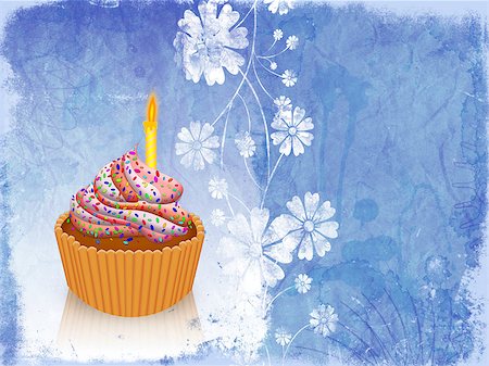 Grunge illustration of vintage card with cupcake. Stock Photo - Budget Royalty-Free & Subscription, Code: 400-07728714