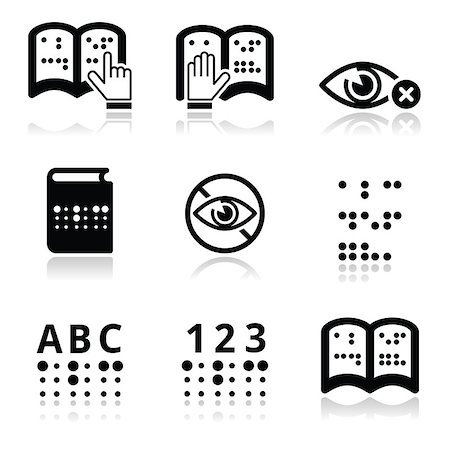 prägen - Vector icons set of books with Braille text isolated on white Stockbilder - Microstock & Abonnement, Bildnummer: 400-07728721