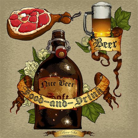 simsearch:400-07728285,k - set of beer elements, this illustration may be useful as designer work Stock Photo - Budget Royalty-Free & Subscription, Code: 400-07728738