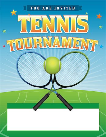 A tennis tournament illustration. Vector EPS 10 available. EPS file contains transparencies. Room for copy. Text has been converted to outlines: Type used: http://www.fontsquirrel.com/fonts/Kirsty Stock Photo - Budget Royalty-Free & Subscription, Code: 400-07728787