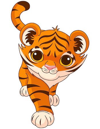 siberian wild animals - Illustration of cute crouching tiger Stock Photo - Budget Royalty-Free & Subscription, Code: 400-07728845