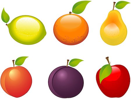 simsearch:400-05709366,k - Set of six different fruits Stock Photo - Budget Royalty-Free & Subscription, Code: 400-07728843