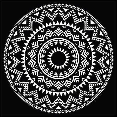 south american indigenous tribes - Vector white round pattern in circle isolated on black Stock Photo - Budget Royalty-Free & Subscription, Code: 400-07728916