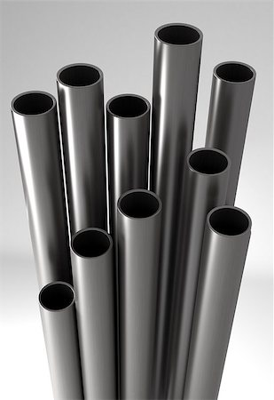 3D render of Metal(steel or aluminum) tubes. Foto de stock - Royalty-Free Super Valor e Assinatura, Número: 400-07728918
