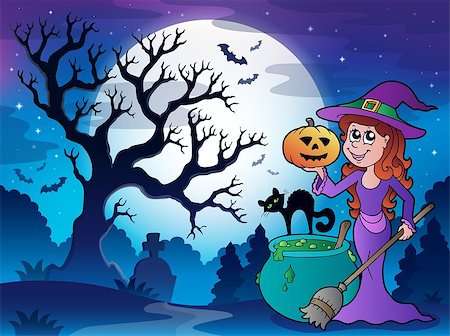 simsearch:400-04620860,k - Scenery with Halloween character 1 - eps10 vector illustration. Stock Photo - Budget Royalty-Free & Subscription, Code: 400-07729101