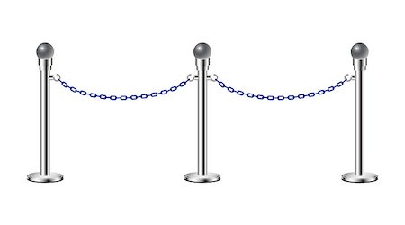 queue club - Stand chain barriers in silver design with blue chain on white background Stock Photo - Budget Royalty-Free & Subscription, Code: 400-07729371