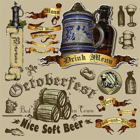 simsearch:400-07720459,k - set of beer elements, this illustration may be useful as designer work Stock Photo - Budget Royalty-Free & Subscription, Code: 400-07729468