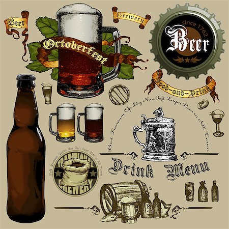 set of beer elements, this illustration may be useful as designer work Photographie de stock - Aubaine LD & Abonnement, Code: 400-07729461