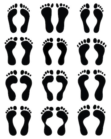 simsearch:400-06200030,k - Black prints of human feet, vector illustration Stock Photo - Budget Royalty-Free & Subscription, Code: 400-07729625