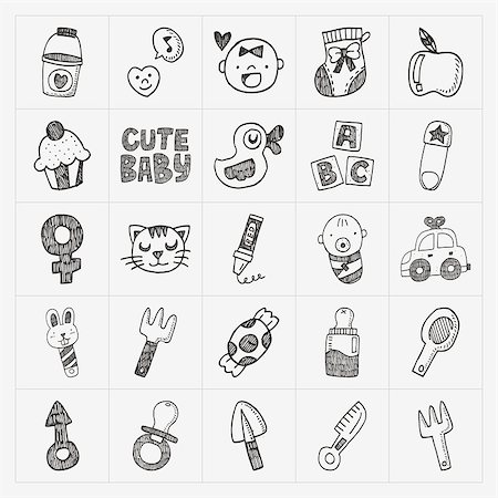 simsearch:400-04619212,k - doodle baby icon sets Stock Photo - Budget Royalty-Free & Subscription, Code: 400-07729721