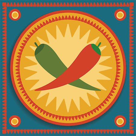 red and green chilies on tribal background Photographie de stock - Aubaine LD & Abonnement, Code: 400-07729786