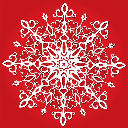 elegant pape snowflake on red background Photographie de stock - Aubaine LD & Abonnement, Code: 400-07729794