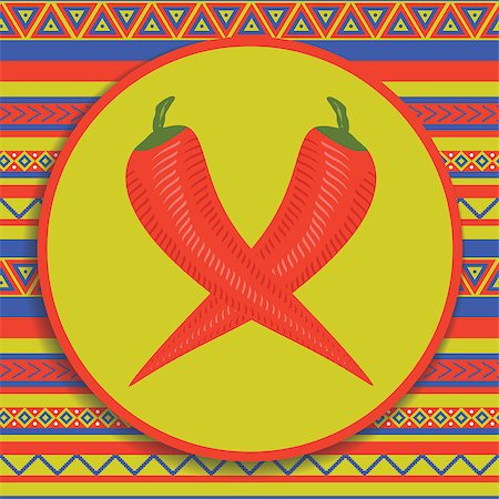 red pepper drawing - two red peppers on traditional mexican patterned background Stock Photo - Budget Royalty-Free & Subscription, Code: 400-07729793