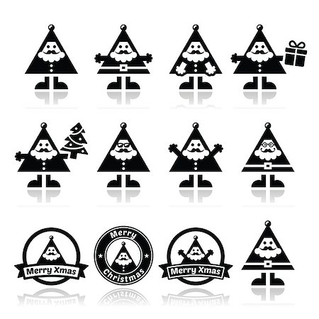 simsearch:400-06695587,k - Vector icons set of happy Santa isolated on white Stock Photo - Budget Royalty-Free & Subscription, Code: 400-07729842