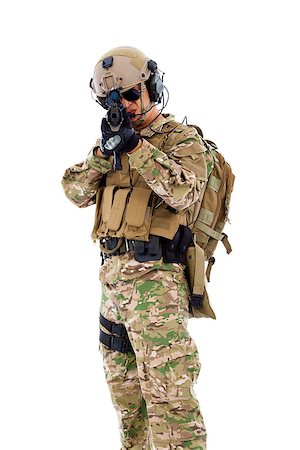 simsearch:400-05364066,k - soldier targeting with rifle or sniper  ,isolated on white background Photographie de stock - Aubaine LD & Abonnement, Code: 400-07720015