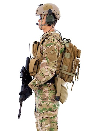 simsearch:400-07676882,k - soldier with rifle or sniper  ,isolated on white background Fotografie stock - Microstock e Abbonamento, Codice: 400-07720019