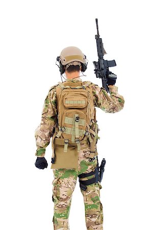 simsearch:400-05364066,k - back view of soldier with rifle or sniper  over  white background Photographie de stock - Aubaine LD & Abonnement, Code: 400-07720012