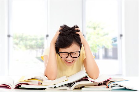 sleepy girl is sad - shouting and tired  asian student girl at home Stock Photo - Budget Royalty-Free & Subscription, Code: 400-07720064