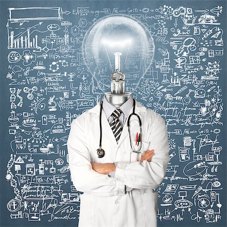 simsearch:400-07216659,k - Lamp Head Doctor man with stethoscope against different backgrounds Photographie de stock - Aubaine LD & Abonnement, Code: 400-07720201