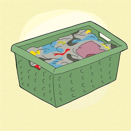 simsearch:400-07513507,k - Single cartoon doodle laundry basket full with clothing Stock Photo - Budget Royalty-Free & Subscription, Code: 400-07720347