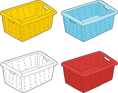 simsearch:400-08528929,k - Series of single cartoon doodle laundry baskets Foto de stock - Royalty-Free Super Valor e Assinatura, Número: 400-07720348