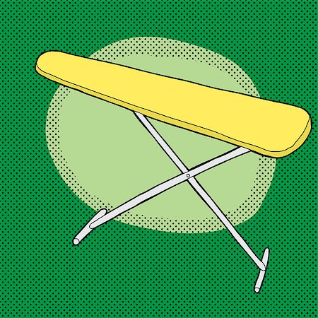 Cartoon yellow ironing board over green halftone Foto de stock - Super Valor sin royalties y Suscripción, Código: 400-07720349