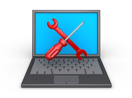 3d repair tools and an opened laptop Stock Photo - Budget Royalty-Free & Subscription, Code: 400-07720340