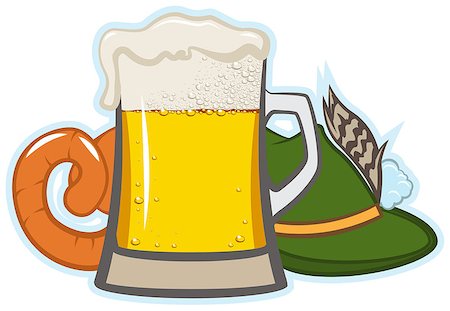 A glass of beer, hat with feather and sausage. Illustration in vector format Photographie de stock - Aubaine LD & Abonnement, Code: 400-07720447