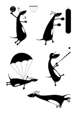 Dachshund original art silhouette sport set Stockbilder - Microstock & Abonnement, Bildnummer: 400-07720545