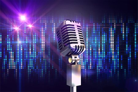 Retro chrome microphone against digitally generated cool pixel background Stock Photo - Budget Royalty-Free & Subscription, Code: 400-07720887