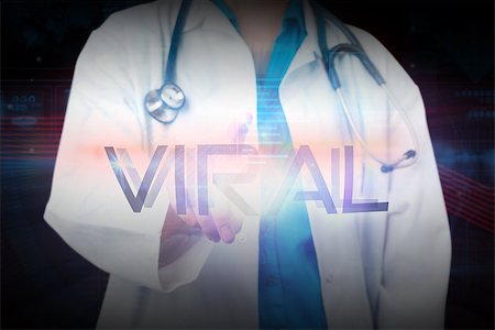 Doctor presenting the word viral against shiny red statistic on black background Stock Photo - Budget Royalty-Free & Subscription, Code: 400-07721103