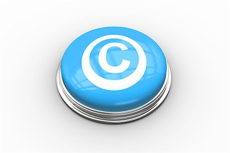 Composite image of copyright symbol graphic on shiny blue push button Stock Photo - Budget Royalty-Free & Subscription, Code: 400-07721519