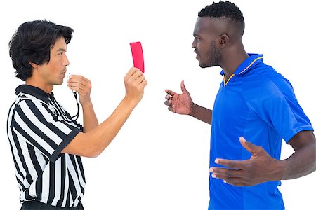 simsearch:622-08007327,k - Referee sending off football player on white background Photographie de stock - Aubaine LD & Abonnement, Code: 400-07721740