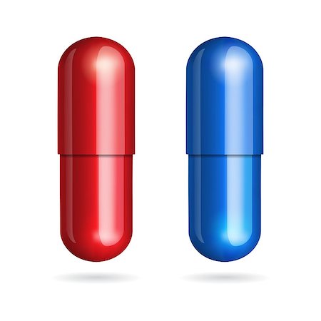 simsearch:400-04422064,k - Blue and red pills on white background. Vector illustration Foto de stock - Super Valor sin royalties y Suscripción, Código: 400-07745272