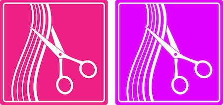 colorful set of hair salon sign with hair and scissors silhouette Stock Photo - Budget Royalty-Free & Subscription, Code: 400-07745625