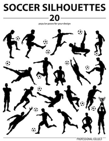 simsearch:400-08283741,k - Set Silhouettes Soccer Players, Goalkeeper, Team Champion with Cup, Ball, vector isolated on white background Foto de stock - Super Valor sin royalties y Suscripción, Código: 400-07745745