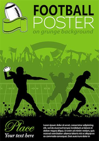 American Football with Players and Fans on grunge background, element for design, vector illustration Foto de stock - Super Valor sin royalties y Suscripción, Código: 400-07745742