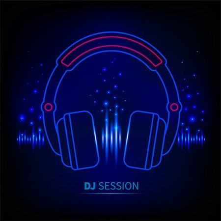 deniskolt (artist) - Light neon Headphones, light equalizer, dj session Stock Photo - Budget Royalty-Free & Subscription, Code: 400-07745822