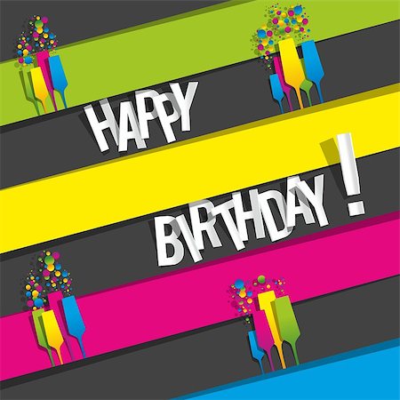 simsearch:400-04895179,k - Happy Birthday Card vector illustration Stock Photo - Budget Royalty-Free & Subscription, Code: 400-07746215