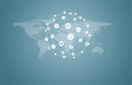 World map with app icons. Business concept Stock Photo - Budget Royalty-Free & Subscription, Code: 400-07746287