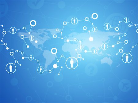 World map with contacts. Business communication concept Stock Photo - Budget Royalty-Free & Subscription, Code: 400-07746289