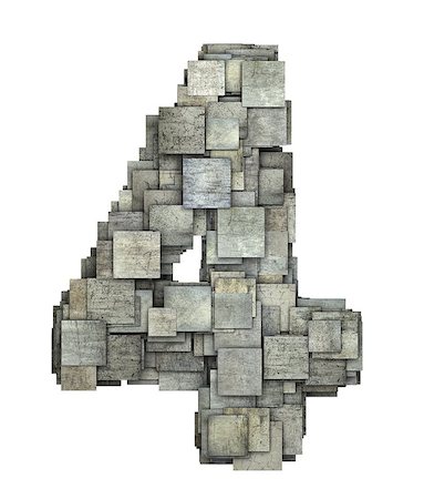 exploding numbers - 3d gray tile four 4 number fragmented on white Stock Photo - Budget Royalty-Free & Subscription, Code: 400-07746361